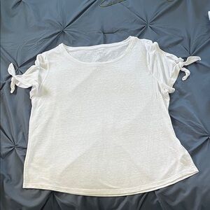 Talbots White Short Sleeve Top with Tie Details XL